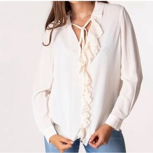 Ted Baker Elegant Cream Blouse with Ruffle Detail